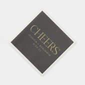 Cheers Elegant Black met Gold Typography Wedding Servet (Hoek)