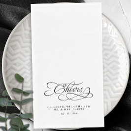 Cheers Elegant Bride & Groom Calligraphy Black Servet