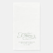 Cheers Elegant Bride & Groom Calligraphy Green Servet (Voorkant)
