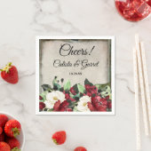 Cheers! | Elegant Dark Red Floral Gothic Wedding Servet (Insitu)