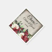 Cheers! | Elegant Dark Red Floral Gothic Wedding Servet (Hoek)