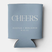 Cheers Elegant Dusty Blue Typography Wedding Blikjeskoeler (Voorkant)