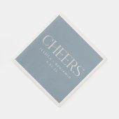 Cheers Elegant Dusty Blue Typography Wedding Servet (Hoek)