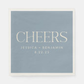 Cheers Elegant Dusty Blue Typography Wedding Servet (Voorkant)
