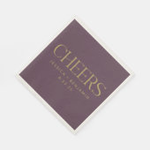 Cheers Elegant Eggplant Gold Typography Wedding Servet (Hoek)