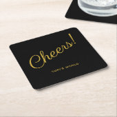 Cheers! Elegant gepersonaliseerd zwart Kartonnen Onderzetters (Schuin)