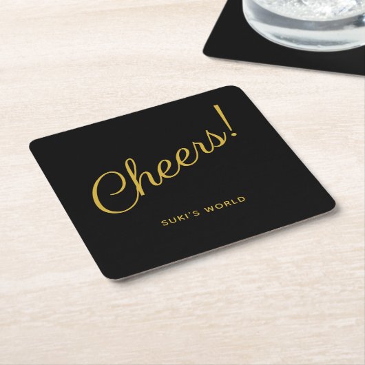 Cheers! Elegant gepersonaliseerd zwart Kartonnen Onderzetters (Schuin)