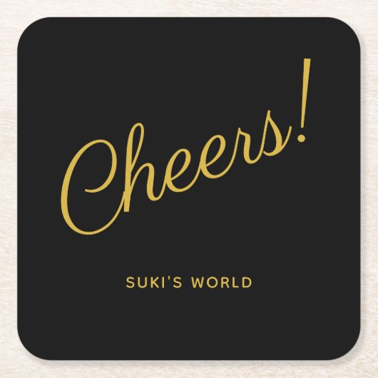 Cheers! Elegant gepersonaliseerd zwart Kartonnen Onderzetters (Voorkant)