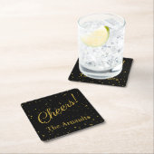 Cheers! Elegant gepersonaliseerd zwart Kartonnen Onderzetters (Insitu)