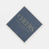 Cheers Elegant Navy Blue Gold Typography Wedding Servet (Hoek)