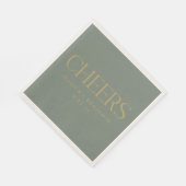Cheers Elegant Sage met Gold Typography Wedding Servet (Hoek)