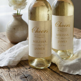 Cheers Elegant Script Trouw Witte Wijnlabel Wijn Etiket
