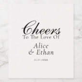 Cheers Elegant Script Wedding White Wine Label Wijn Etiket (Enkel label)