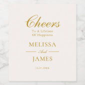 Cheers Elegant Script Wedding White Wine Label Wijn Etiket (Enkel label)