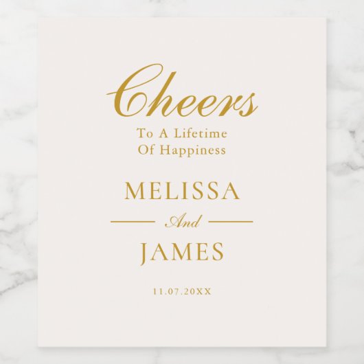 Cheers Elegant Script Wedding White Wine Label Wijn Etiket (Enkel label)