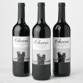 Cheers Elegant Script Weduwfoto Wine Label Wijn Etiket (Flessen)