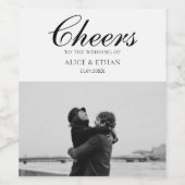Cheers Elegant Script Weduwfoto Wine Label Wijn Etiket (Enkel label)