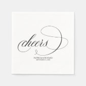 Cheers - Elegant Zwarte Scriptie Bruiloft Servet (Voorkant)