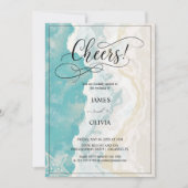 Cheers! Elegante strand bruiloft uitnodiging (Voorkant)