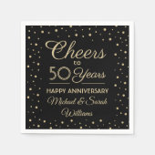 Cheers Elk jaar Jubileum Black Golden 50th Servet (Voorkant)