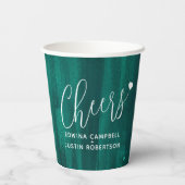 Cheers Emerald green abstracte bruiloft Papieren Bekers (Achterkant)