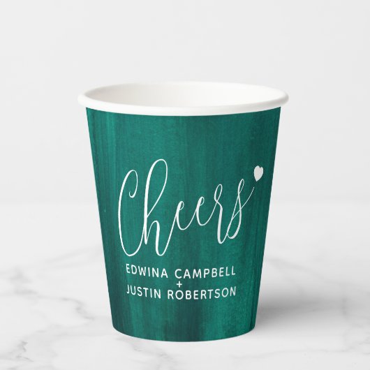 Cheers Emerald green abstracte bruiloft Papieren Bekers (Voorkant)