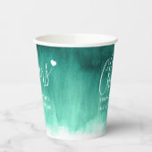 Cheers Emerald green abstracte bruiloft Papieren Bekers (Links)