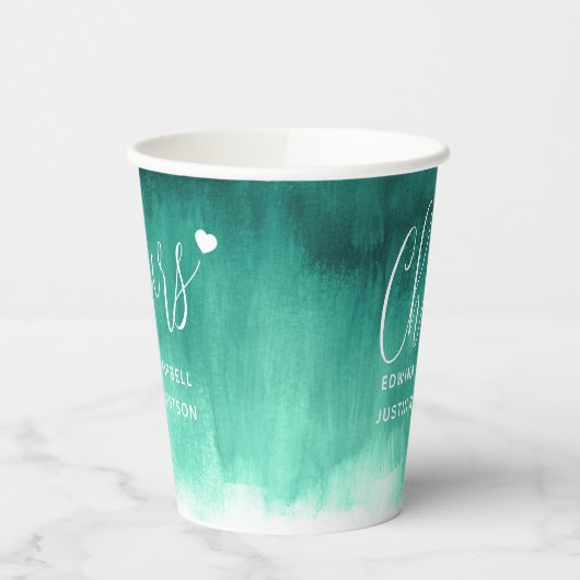 Cheers Emerald green abstracte bruiloft Papieren Bekers