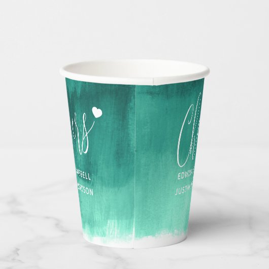 Cheers Emerald green abstracte bruiloft Papieren Bekers (Rechts)