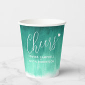 Cheers Emerald green abstracte bruiloft Papieren Bekers (Voorkant)