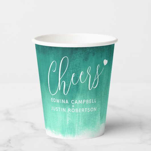 Cheers Emerald green abstracte bruiloft Papieren Bekers (Voorkant)