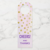 Cheers en Bedankt met Faux Gold Confetti Flessenhanger (Voorkant)