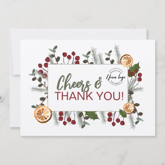 Cheers en bedankt Uw logo hier Corporate Feestdagenkaart (Voorkant)