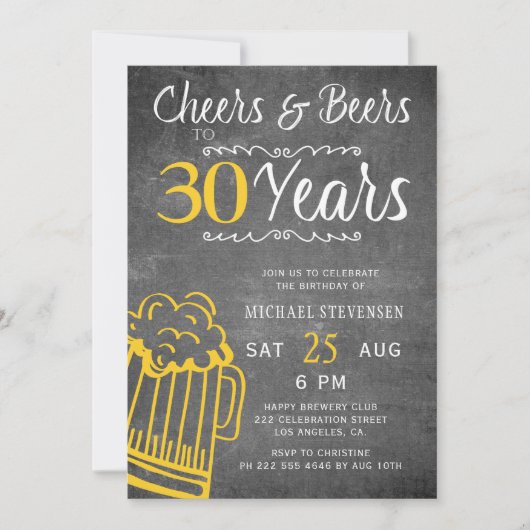 Cheers en bier 30e verjaardag van het karton van m kaart (Voorkant)