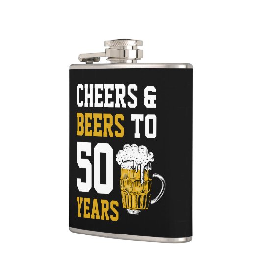 Cheers en bier tot 50 jaar 50 jaar heupfles (Links)