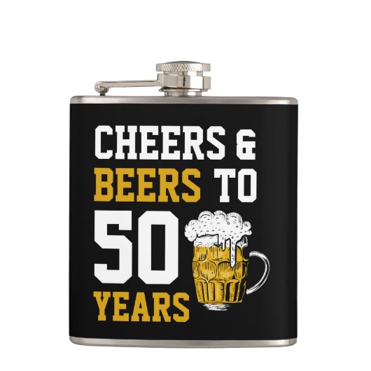 Cheers en bier tot 50 jaar 50 jaar heupfles (Voorkant)