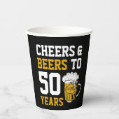 Cheers en bier tot 50 jaar 50 jaar papieren bekers (Voorkant)