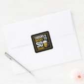 Cheers en bier tot 50 jaar 50 jaar vierkante sticker (Envelop)