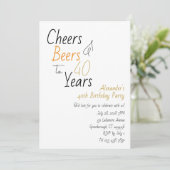 Cheers en bieren Minimal 40th Birthday Party Kaart (Staand voorkant)
