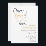 Cheers en bieren Minimal 40th Birthday Party Kaart<br><div class="desc">Dit is een gepersonaliseerd 40ste verjaardagsfeestje ontwerp. Eenvoudig modern design, in zwart-wit, met poppen van sinaasappel en goudkleurige typografie. Stijlvol ontwerp met casual handgeschreven lettertypografie. Perfect voor een leuk en gezellig 40e verjaardagsfeestje. Het heeft "Cheers and Beers to 40 Years" en ruimte om je feestinformatie toe te voegen. Om te...</div>