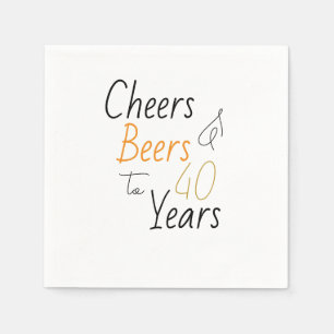 Cheers en bieren Minimal 40th Birthday Party Servet