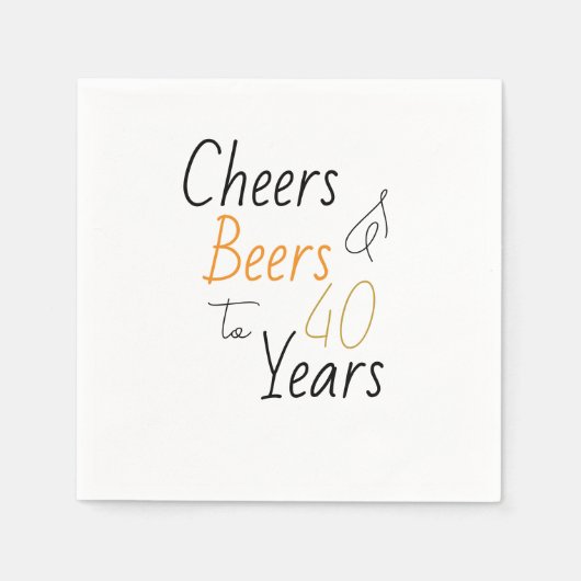 Cheers en bieren Minimal 40th Birthday Party Servet (Voorkant)