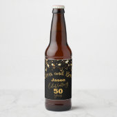 Cheers en bieren voor 50 jaar zwart en goud bier etiket (Voorkant)
