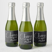 Cheers Faux Black GLITTER Birthday Mini Sparkling Wijnetiket (Flessen)