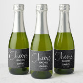 Cheers Faux BLACK GLITTER Wedding Mini Sparkling Wijnetiket (Flessen)
