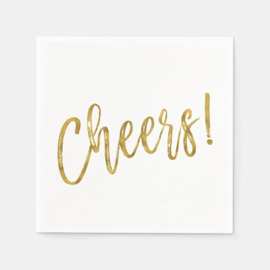 Cheers Faux Gold Foil en Witte servetten (Voorkant)