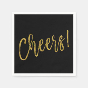 Cheers Faux Gold Foil en zwarte servetten