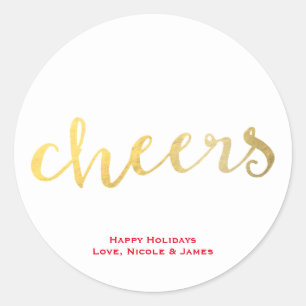 CHEERS Faux Gold Foil Look Vakantie Favor Ronde Sticker