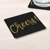 Cheers Faux Gold Folie en Black Drink Coasters Kartonnen Onderzetters (Schuin)