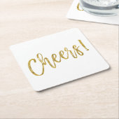 Cheers Faux Gold Folie en White Drink Coasters Kartonnen Onderzetters (Schuin)
